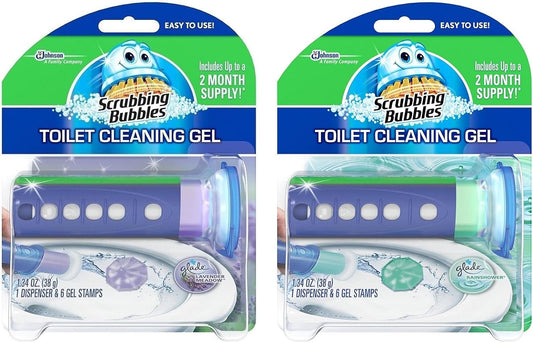 Scrubbing Bubbles Toilet Cleaning Gel, Lavender Meadow and Rainshower Variety Pack, 1.34 oz each (Bundle: 2 Items)