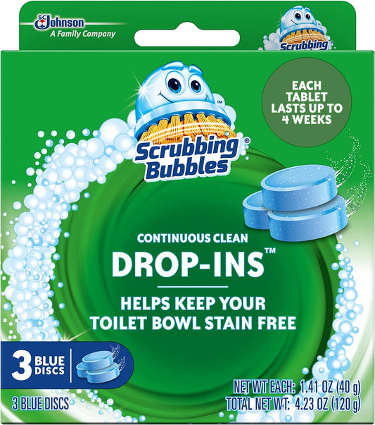 Scrubbing Bubbles Continuous Clean Drop-Ins, Blue Discs, 3 ct, 4.23 oz. - 3 Pack